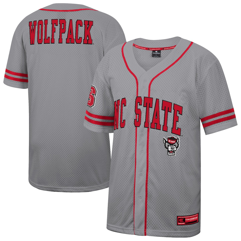 Colosseum Gray Nc State Wolfpack Free Spirited Baseball Jersey - retro stitched baseball jersey for Colosseum Gray fans
