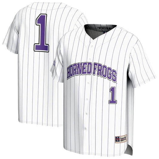 Gameday Greats White Tcu Horned Frogs Lightweight Collegiate Baseball Fashion Jersey - retro stitched baseball jersey for Gameday Greats fans