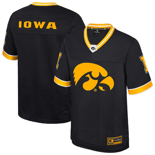 Colosseum Black Iowa Hawkeyes Nothing But The Hits Football Jersey - retro stitched football jersey for Colosseum Black fans