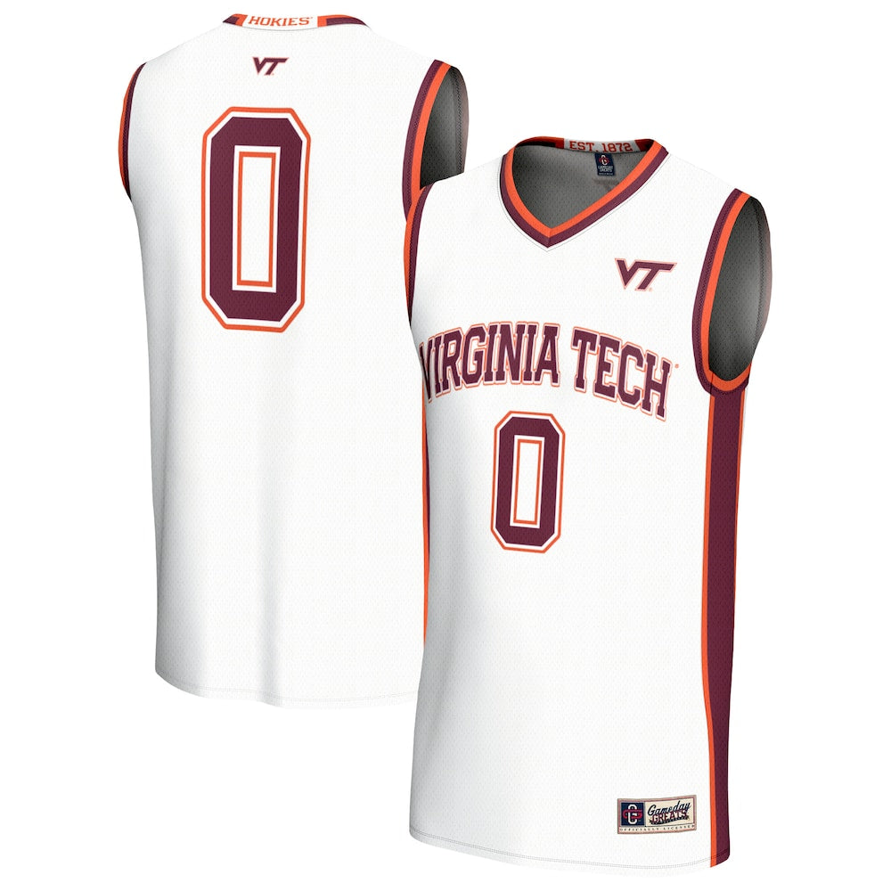 Gameday Greats 0 White Virginia Tech Hokies Lightweight Collegiate Basketball Fashion Jersey - retro stitched basketball jersey for Gameday Greats fans