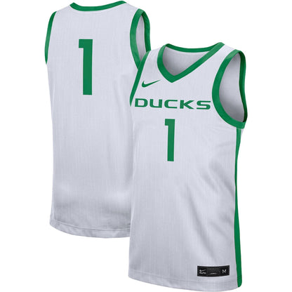1 White Oregon Ducks Replica Jersey - retro stitched jersey jersey for 1 White fans