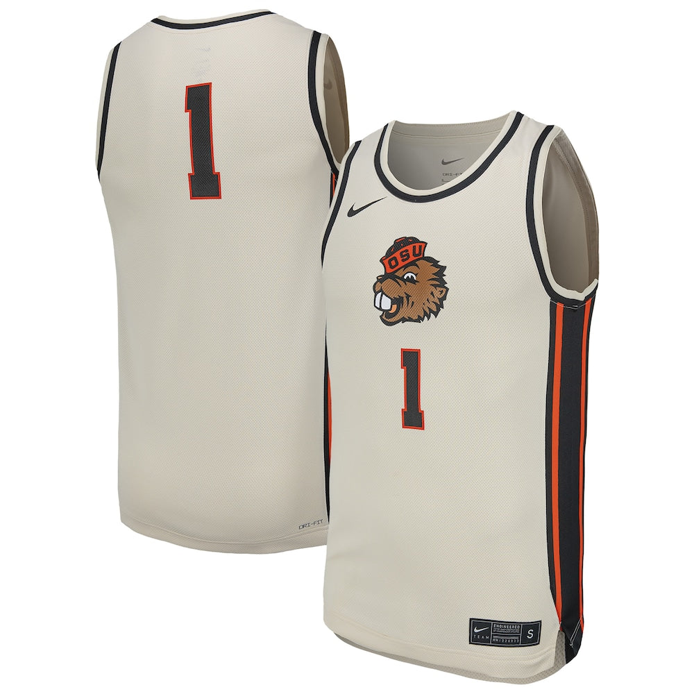 Natural Oregon State Beavers Replica Basketball Jersey - retro stitched basketball jersey for Natural Oregon fans