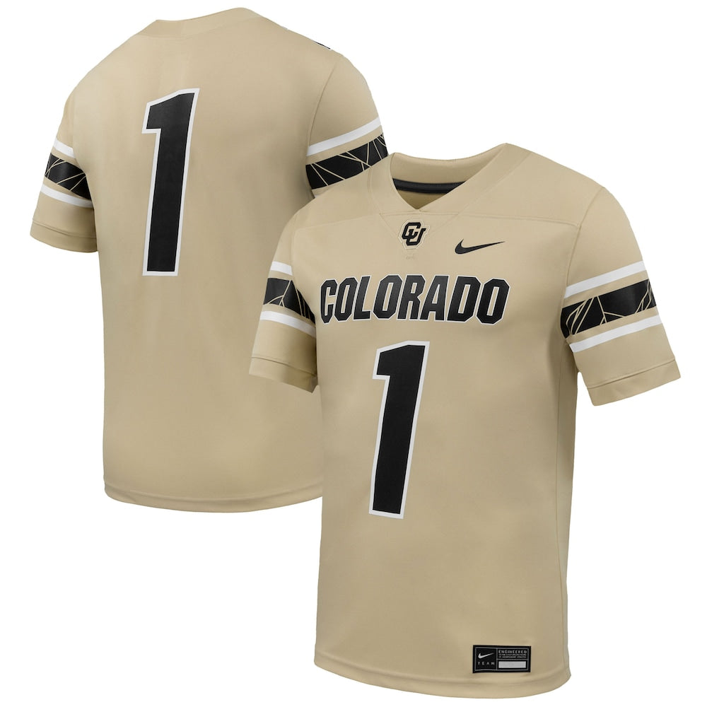 1 Gold Colorado Buffaloes Football Game Jersey - retro stitched football jersey for 1 Gold fans