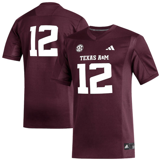 12 Maroon Texas Am Aggies Replica Football Jersey - retro stitched football jersey for 12 Maroon fans