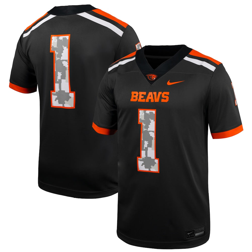 1 Anthracite Oregon State Beavers Military Appreciation Untouchable Replica Football Jersey - retro stitched football jersey for 1 Anthracite fans