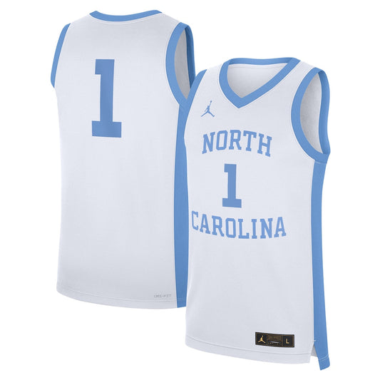 Jordan Brand 1 White North Carolina Tar Heels Alternate Replica Jersey - retro stitched jersey jersey for Jordan Brand fans