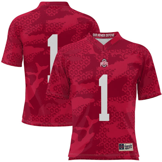 Gameday Greats 1 Scarlet Ohio State Buckeyes Camo Football Jersey - retro stitched football jersey for Gameday Greats fans