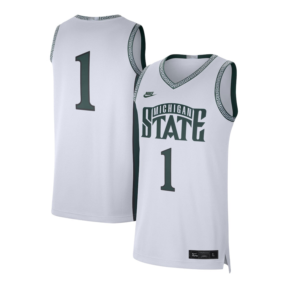 Jordan Brand 1 White Michigan State Spartans Limited Jersey - retro stitched jersey jersey for Jordan Brand fans