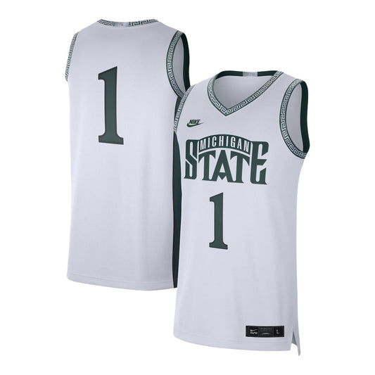 Jordan Brand 1 White Michigan State Spartans Limited Jersey - retro stitched jersey jersey for Jordan Brand fans