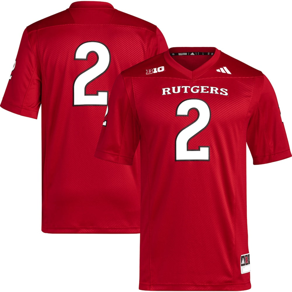 2 Scarlet Rutgers Scarlet Knights Premier Football Jersey - retro stitched football jersey for 2 Scarlet fans