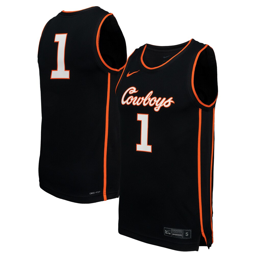 1 Black Oklahoma State Cowboys Replica Basketball Jersey - retro stitched basketball jersey for 1 Black fans