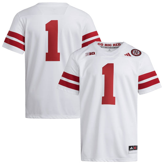 1 White Nebraska Huskers Premier Jersey - retro stitched jersey jersey for 1 White fans