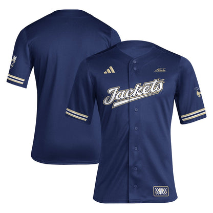 Navy Georgia Tech Yellow Jackets Reverse Retro Replica Baseball Jersey - retro stitched baseball jersey for Navy Georgia fans