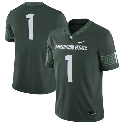 1 Green Michigan State Spartans Football Game Jersey - retro stitched football jersey for 1 Green fans