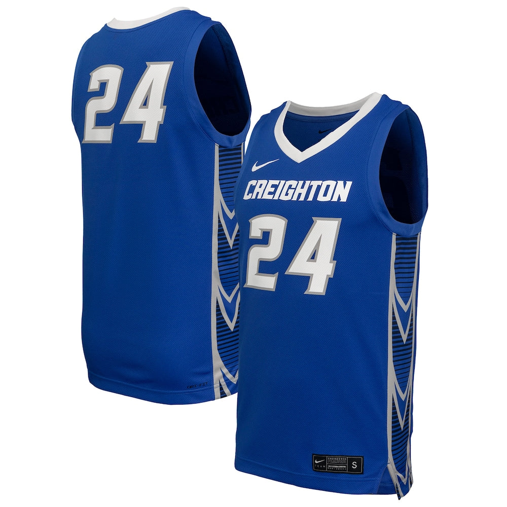 24 Royal Creighton Bluejays Replica Basketball Jersey - retro stitched basketball jersey for 24 Royal fans