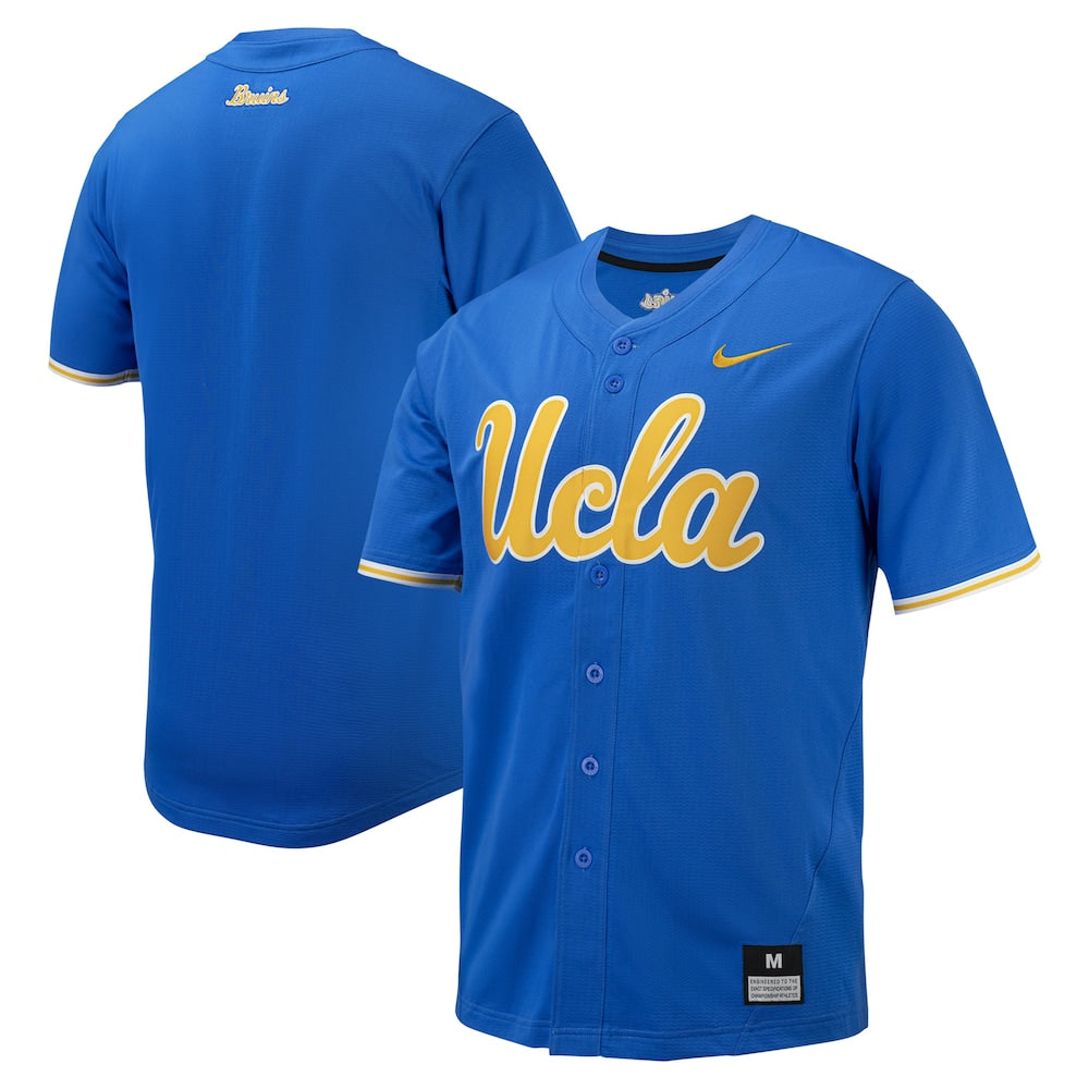 Blue Ucla Bruins Replica Full Button Baseball Jersey - retro stitched baseball jersey for Blue Ucla fans
