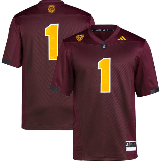 1 Maroon Arizona State Sun Devils Premier Football Jersey - retro stitched football jersey for 1 Maroon fans