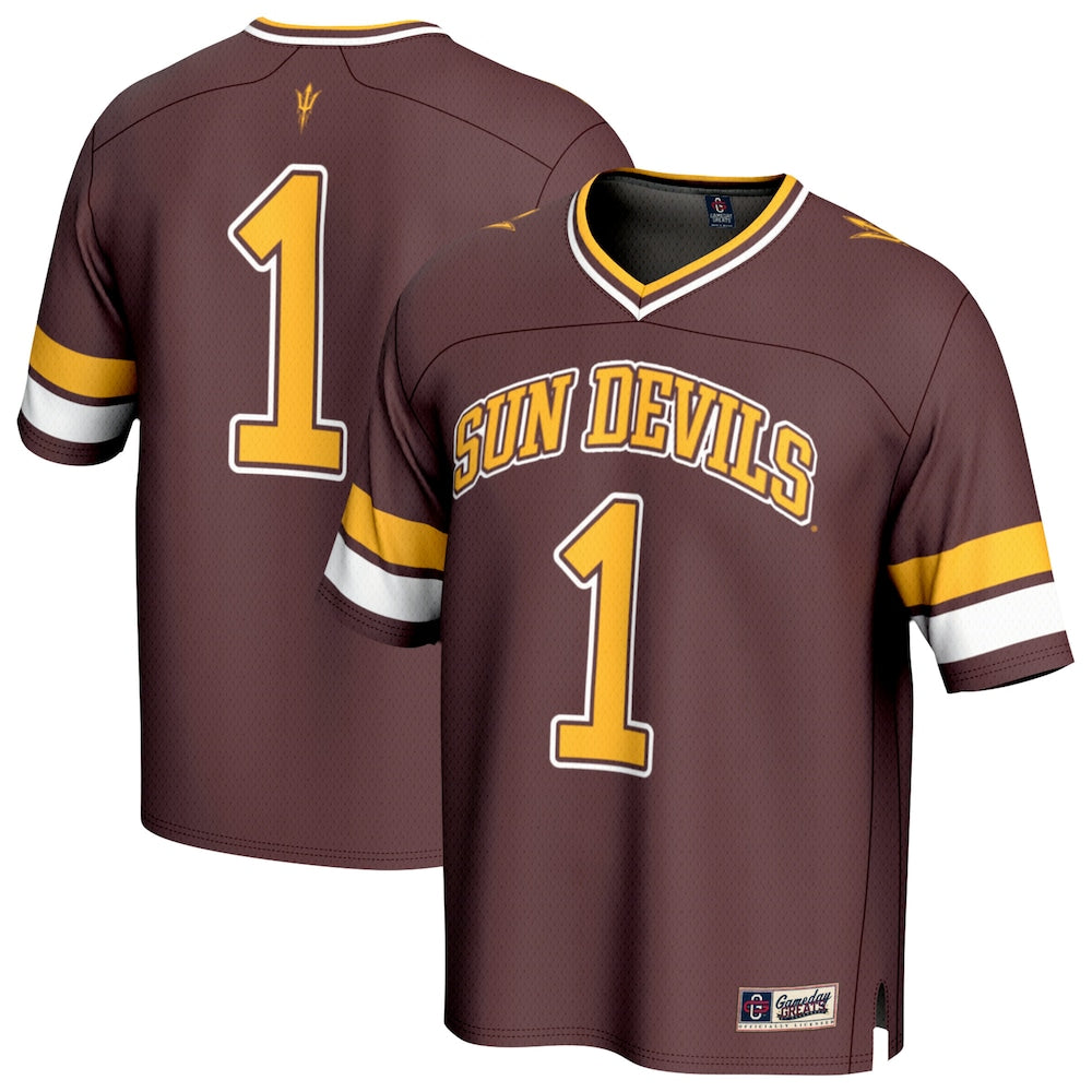 Gameday Greats Maroon 1 Arizona State Sun Devils Lightweight Collegiate Football Fashion Jersey - retro stitched football jersey for Gameday Greats fans