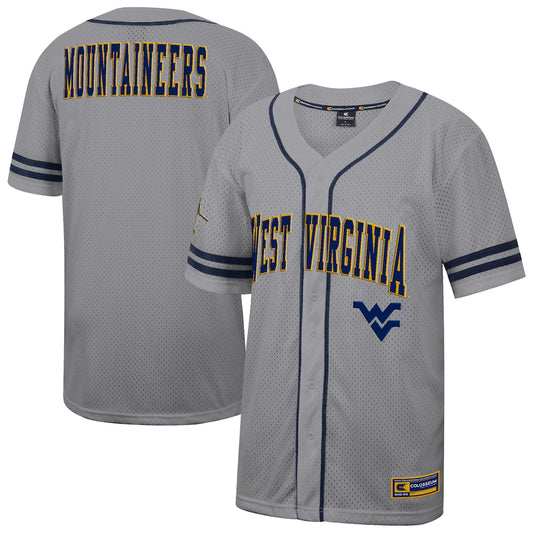 Colosseum Gray West Virginia Mountaineers Free Spirited Baseball Jersey - retro stitched baseball jersey for Colosseum Gray fans