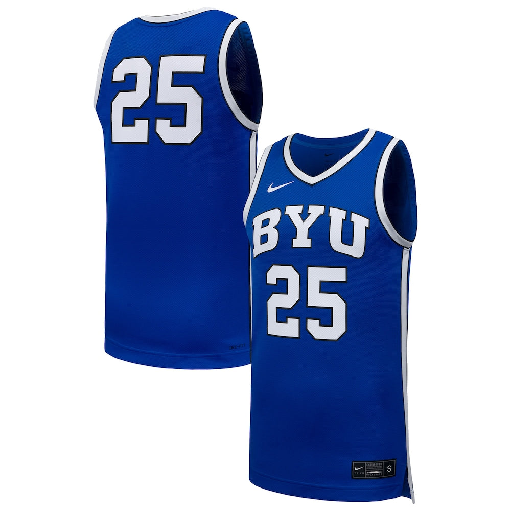 25 Royal Byu Cougars Replica Basketball Jersey - retro stitched basketball jersey for 25 Royal fans