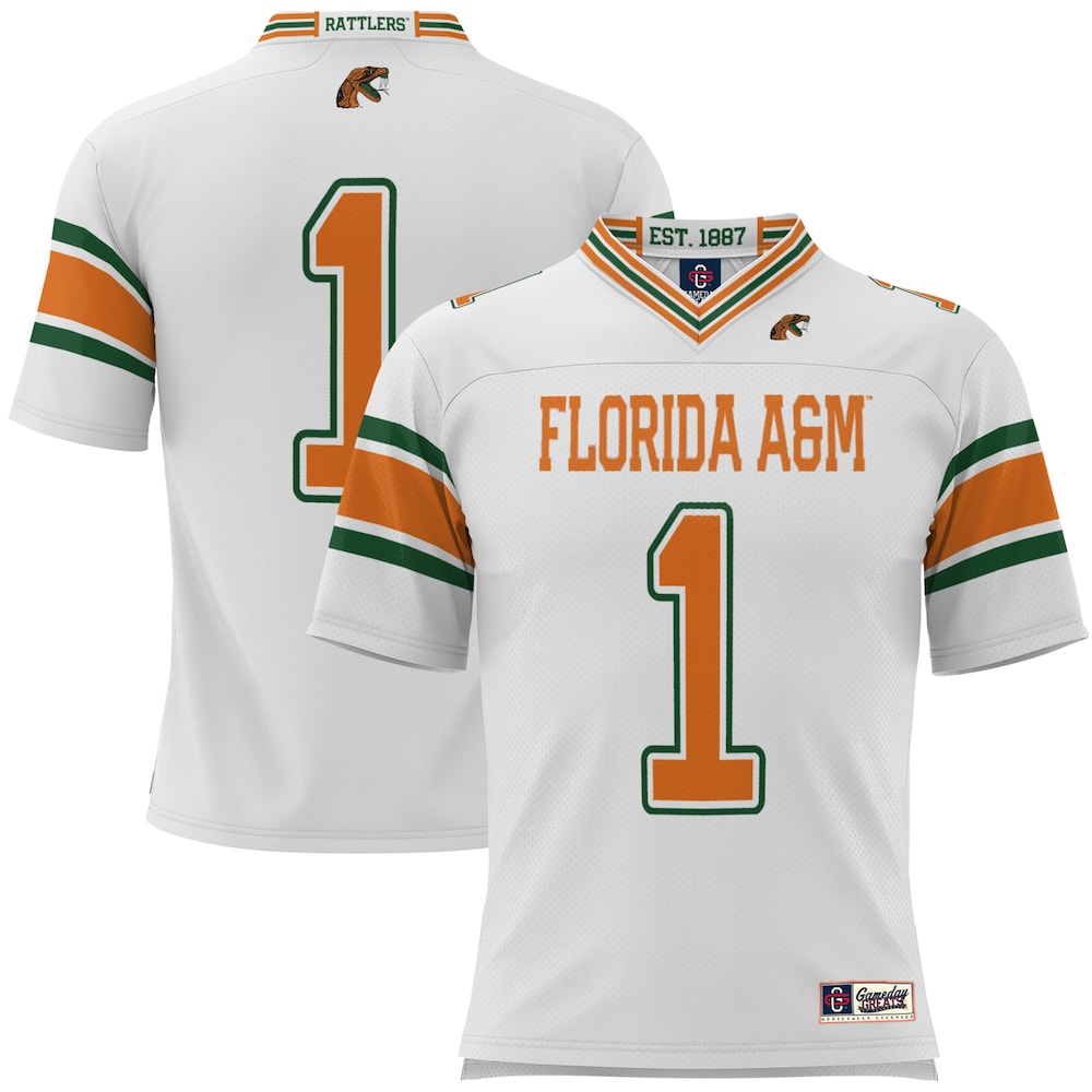 Gameday Greats 1 White Florida Am Rattlers Football Jersey - retro stitched football jersey for Gameday Greats fans