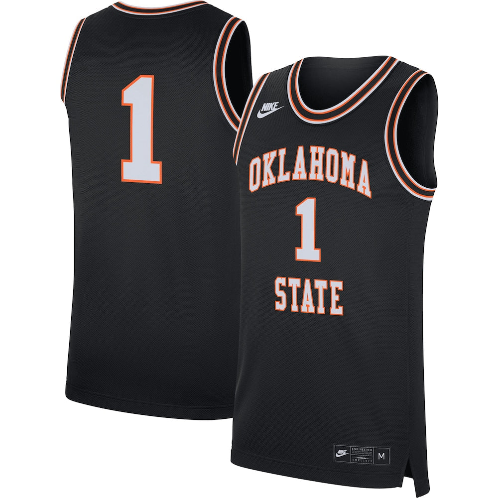 1 Black Oklahoma State Cowboys Retro Replica Basketball Jersey - retro stitched basketball jersey for 1 Black fans