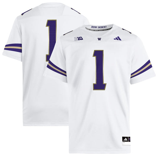 1 White Washington Huskies Premier Jersey - retro stitched jersey jersey for 1 White fans