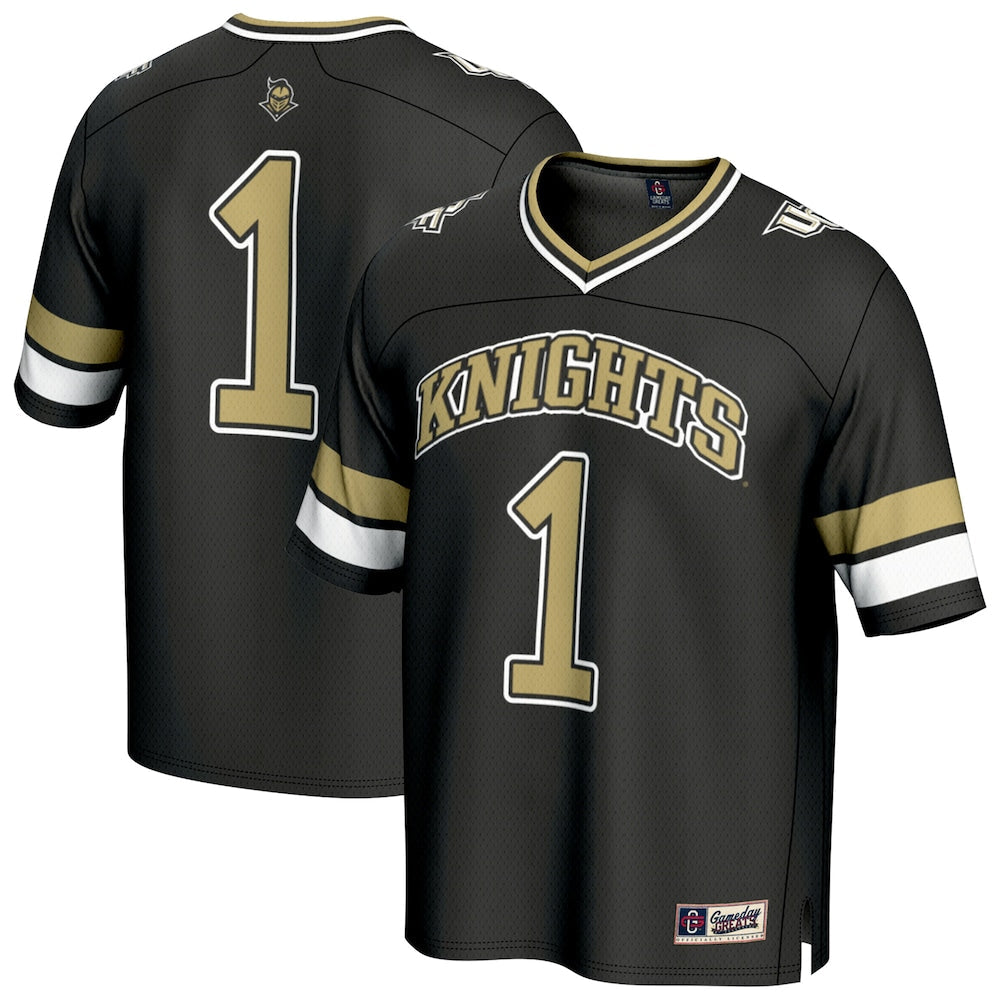 Gameday Greats 1 Black Ucf Knights Lightweight Collegiate Football Fashion Jersey - retro stitched football jersey for Gameday Greats fans