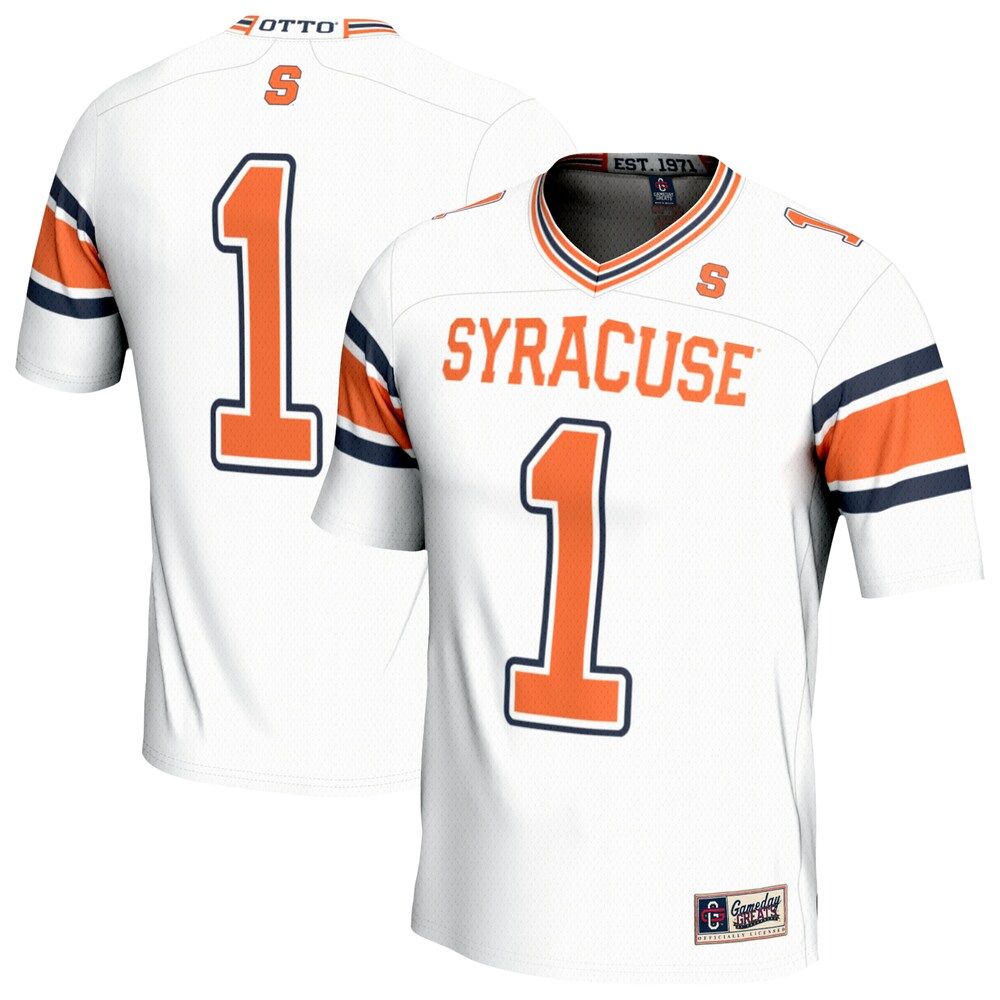 Gameday Greats White 1 Syracuse Orange Lightweight Collegiate Football Fashion Jersey - retro stitched football jersey for Gameday Greats fans