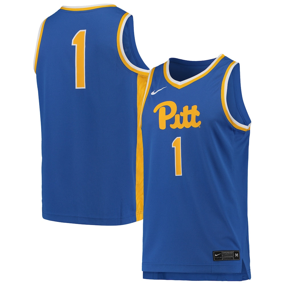1 Royal Pitt Panthers Team Replica Basketball Jersey - retro stitched basketball jersey for 1 Royal fans