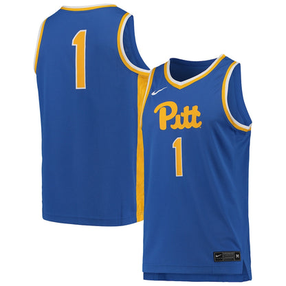 1 Royal Pitt Panthers Team Replica Basketball Jersey - retro stitched basketball jersey for 1 Royal fans