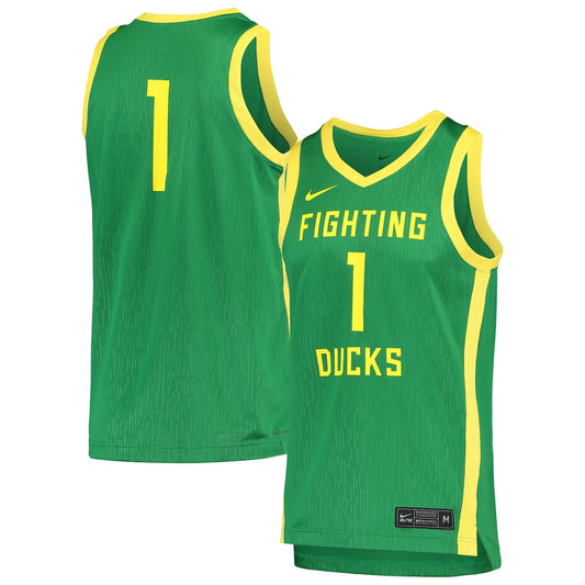 1 Green Oregon Ducks Replica Basketball Jersey - retro stitched basketball jersey for 1 Green fans