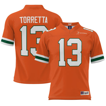 Gino Torretta Orange Miami Hurricanes Heisman Football Jersey - retro stitched football jersey for Gino Torretta fans