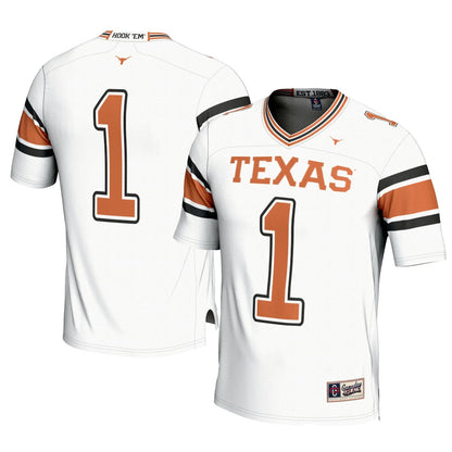 Gameday Greats 1 White Texas Longhorns Football Jersey - retro stitched football jersey for Gameday Greats fans