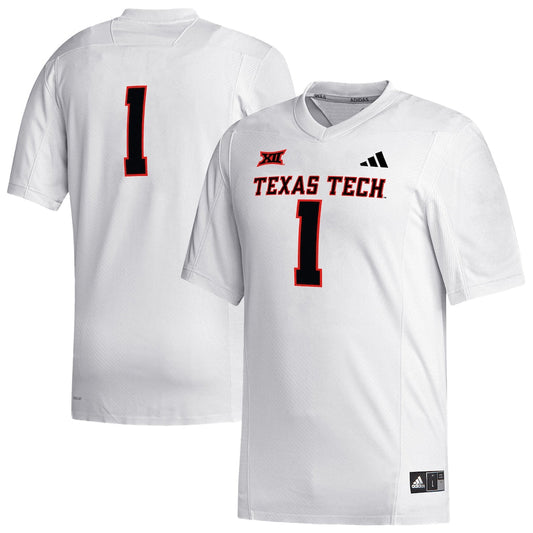 1 White Texas Tech Red Raiders Replica Football Jersey - retro stitched football jersey for 1 White fans
