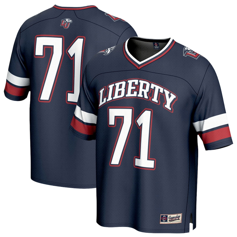 Gameday Greats 71 Navy Liberty Flames Lightweight Football Fashion Jersey - retro stitched football jersey for Gameday Greats fans