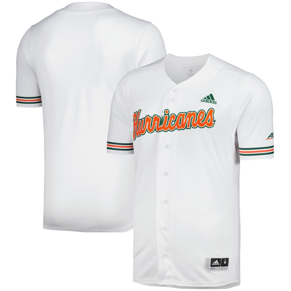 White Miami Hurricanes Replica Baseball Jersey - retro stitched baseball jersey for White Miami fans