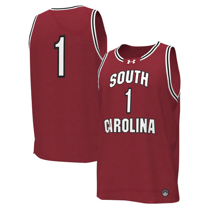 1 Garnet South Carolina Gamecocks Replica Basketball Jersey - retro stitched basketball jersey for 1 Garnet fans