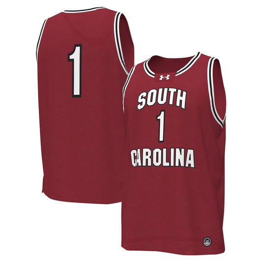 1 Garnet South Carolina Gamecocks Replica Basketball Jersey - retro stitched basketball jersey for 1 Garnet fans