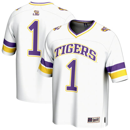 Gameday Greats 1 White Lsu Tigers Collegiate Football Fashion Jersey - retro stitched football jersey for Gameday Greats fans