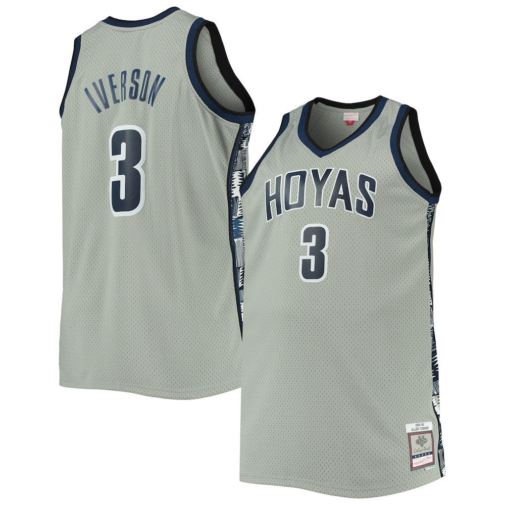 Allen Iverson Gray Georgetown Hoyas Big Tall 199596 Replica Player Jersey - retro stitched jersey jersey for Allen Iverson fans