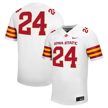 24 White Iowa State Cyclones Untouchable Football Jersey - retro stitched football jersey for 24 White fans