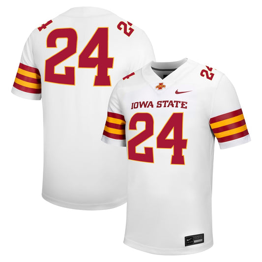 24 White Iowa State Cyclones Untouchable Football Jersey - retro stitched football jersey for 24 White fans