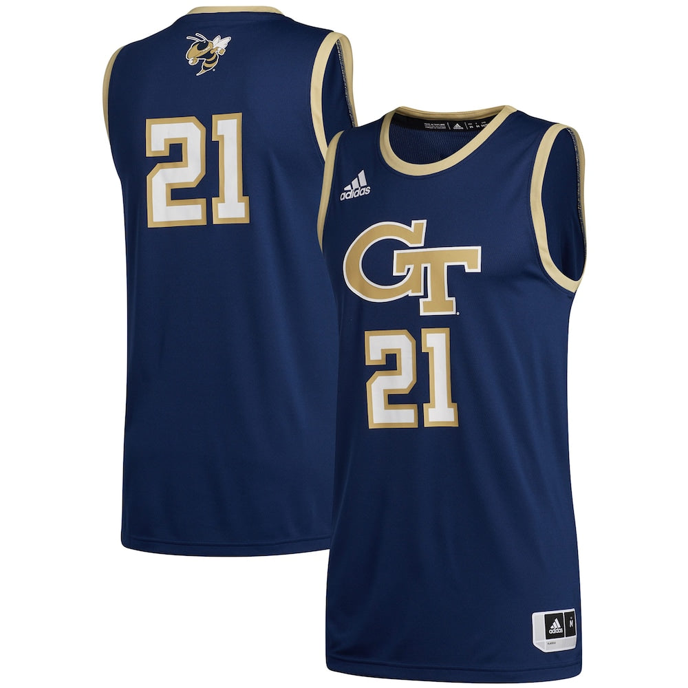 21 Navy Georgia Tech Yellow Jackets Swingman Basketball Jersey - retro stitched basketball jersey for 21 Navy fans