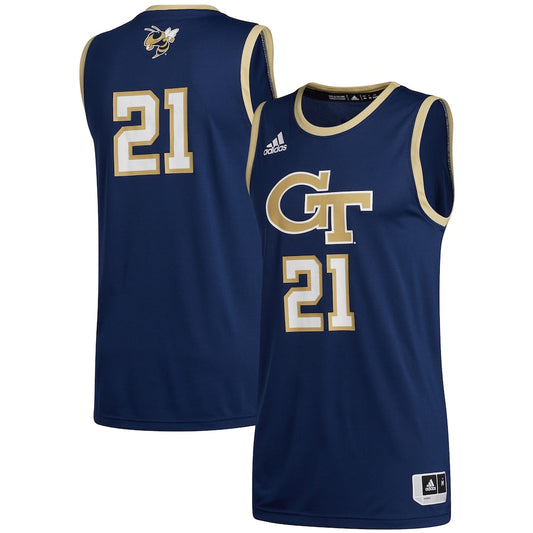 21 Navy Georgia Tech Yellow Jackets Swingman Basketball Jersey - retro stitched basketball jersey for 21 Navy fans