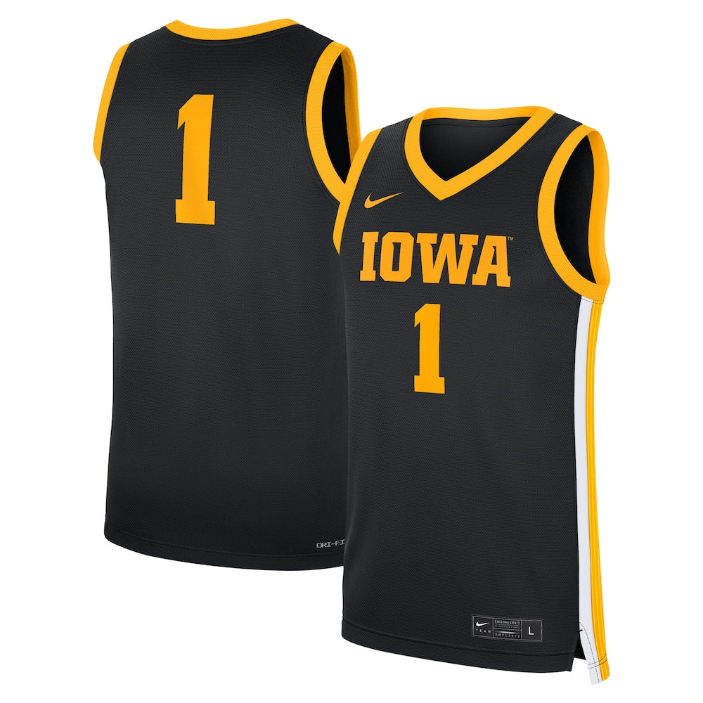 1 Black Iowa Hawkeyes Road Replica Jersey - retro stitched jersey jersey for 1 Black fans