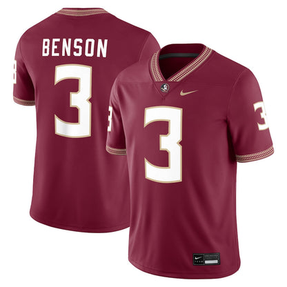 Trey Benson Garnet Florida State Seminoles Player Game Jersey - retro stitched jersey jersey for Trey Benson fans