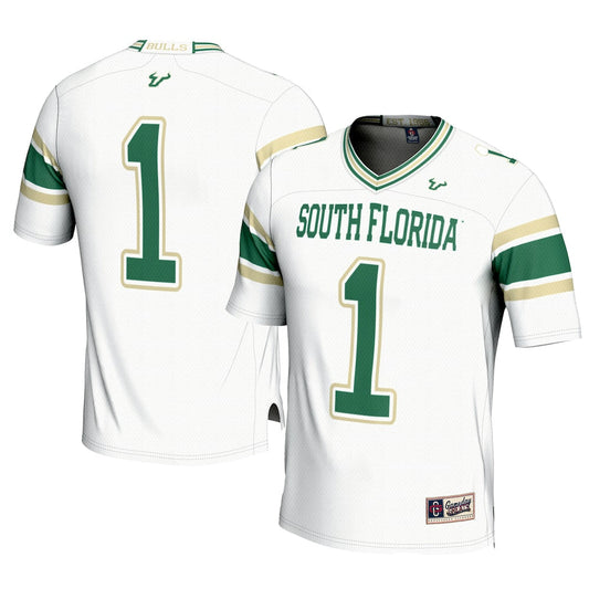 Gameday Greats 1 White South Florida Bulls Football Jersey - retro stitched football jersey for Gameday Greats fans