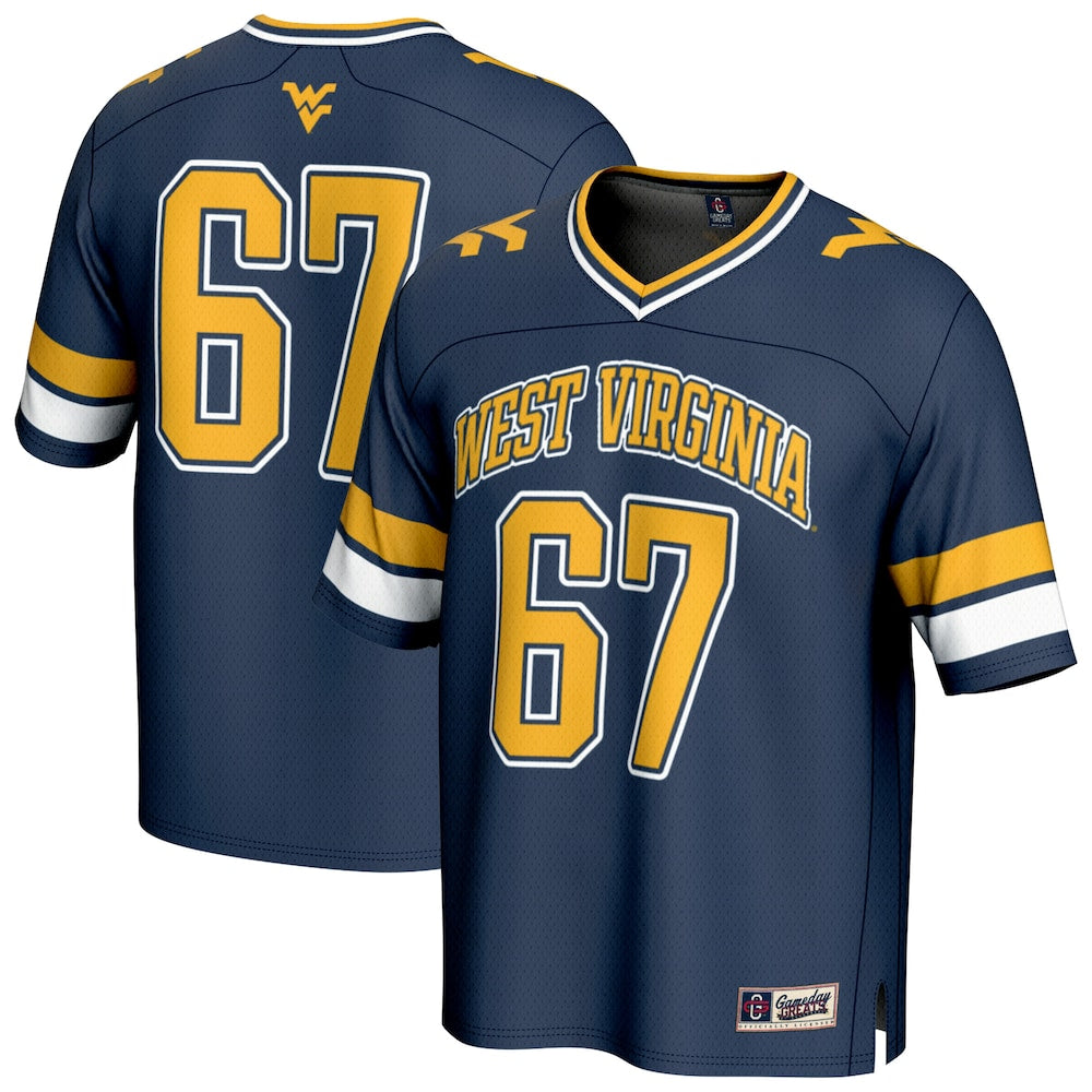 Gameday Greats 67 Navy West Virginia Mountaineers Lightweight Collegiate Football Fashion Jersey - retro stitched football jersey for Gameday Greats fans