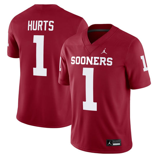 Jordan Brand Jalen Hurts Crimson Oklahoma Sooners Alumni Player Game Jersey - retro stitched jersey jersey for Jordan Brand fans